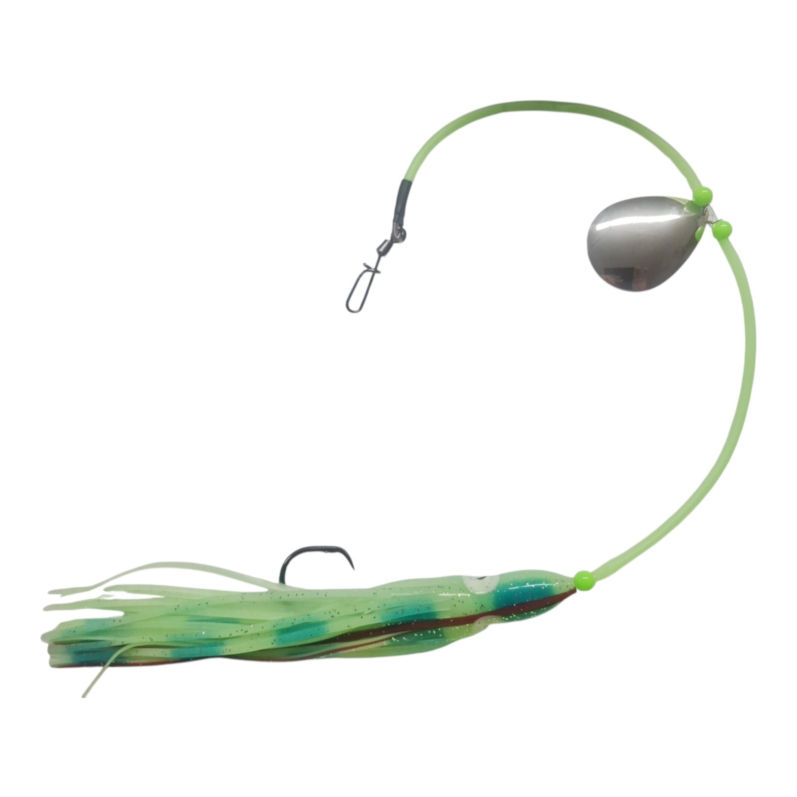 Laude Fishing Leng Heilbutt Seehecht System mit Circle Hook und Colorado Spinnerblatt